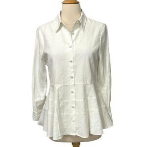 Tuckernuck Pomander Place Ashlen Ivory Button-Front Peplum Blouse